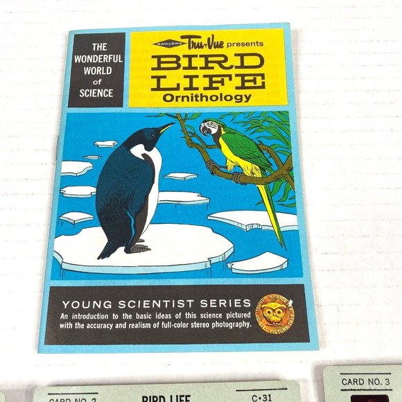 Tru-Vue Film Cards Set of 3 Stereoview Bird Life Ornithology Young Scientist VTG - Picture 3 of 8